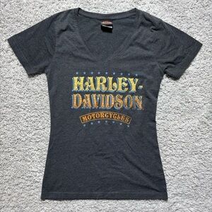 Harley Davidson Shirt Womens Small Short Sleeve Tee Bling Motorcycles Voodoo HD